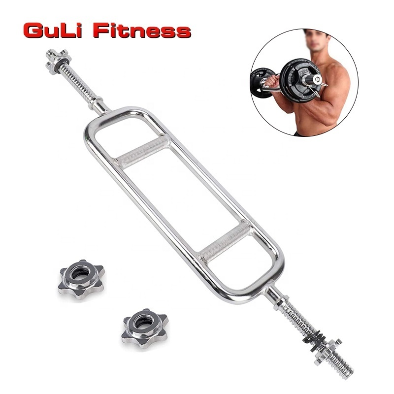 34 Inch Long Threaded Regular Barbell 25/28/30mm Weightlifting Barbell Triceps Chromed Bar With Screw Collars