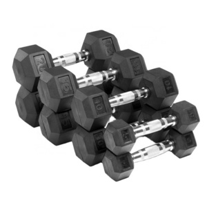 Wholesale Cheap Black Rubber Coated Hex Rubber Dumbbells Set Weights Custom LBS KGS 10kg 15kg 20kg 30kg 40kg 50kg Dumbbell