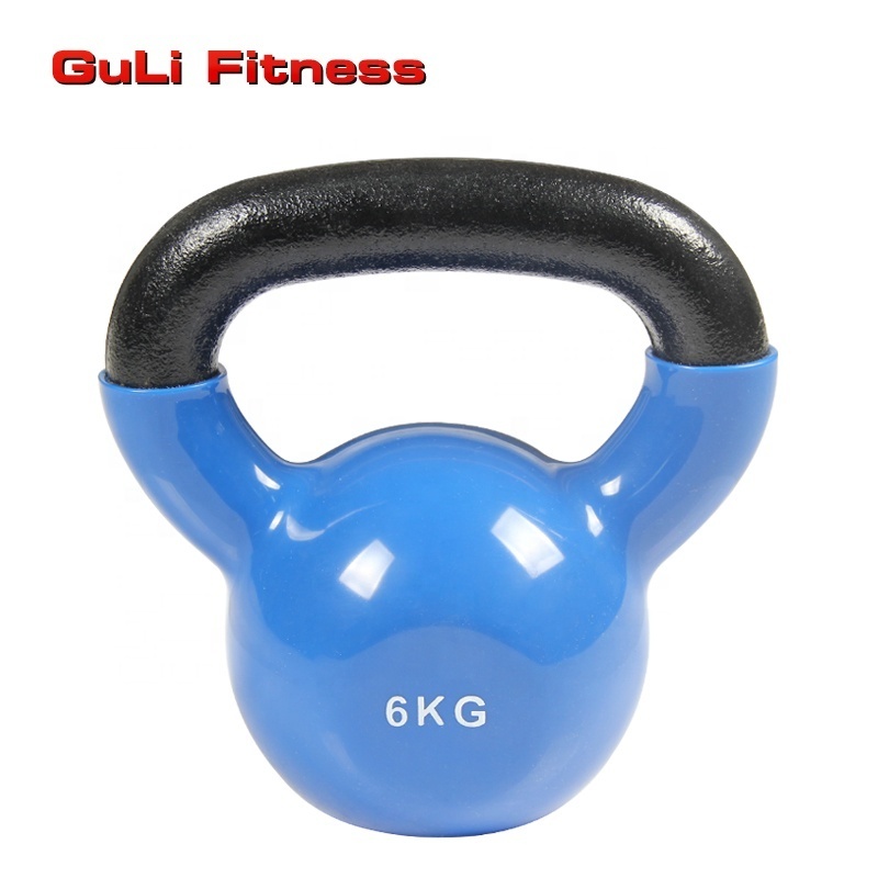 Guli Fitness Cast Iron Vinyl Dipping Kettlebell Neoprene PVC Coated Colorful Training Adjustable Kettle Bells Set for Kids