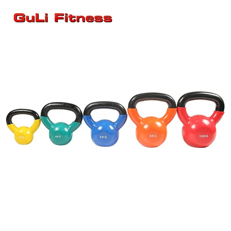 Guli Fitness Cast Iron Vinyl Dipping Kettlebell Neoprene PVC Coated Colorful Training Adjustable Kettle Bells Set for Kids