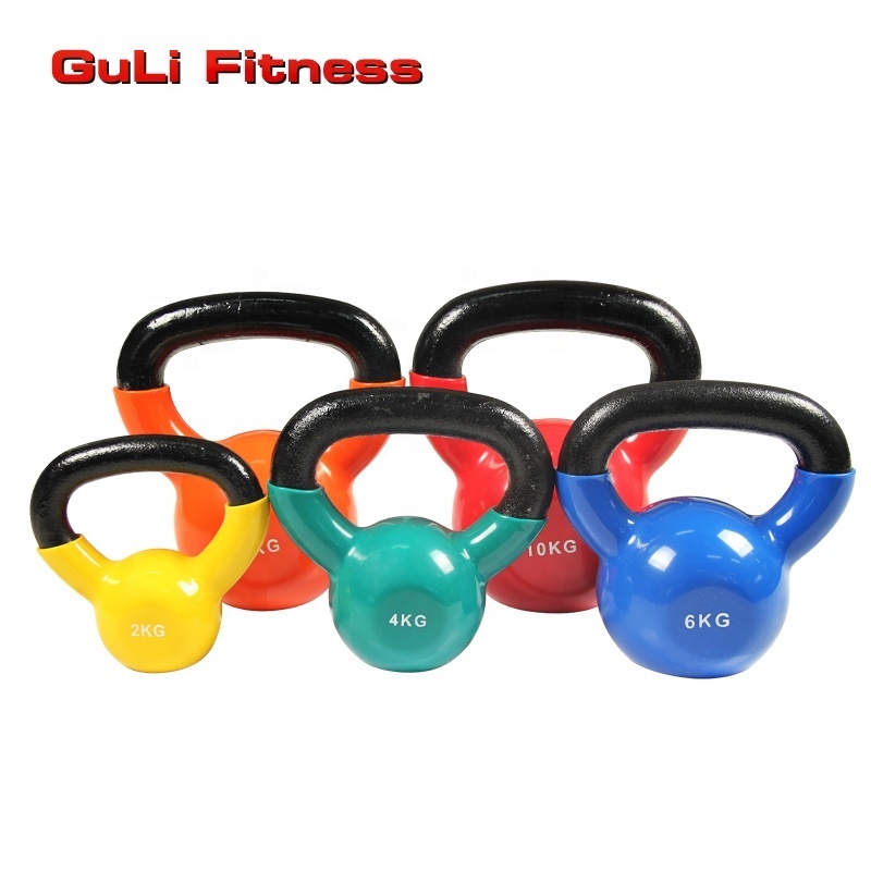 Guli Fitness Cast Iron Vinyl Dipping Kettlebell Neoprene PVC Coated Colorful Training Adjustable Kettle Bells Set for Kids