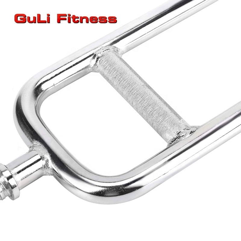 34 Inch Long Threaded Regular Barbell 25/28/30mm Weightlifting Barbell Triceps Chromed Bar With Screw Collars