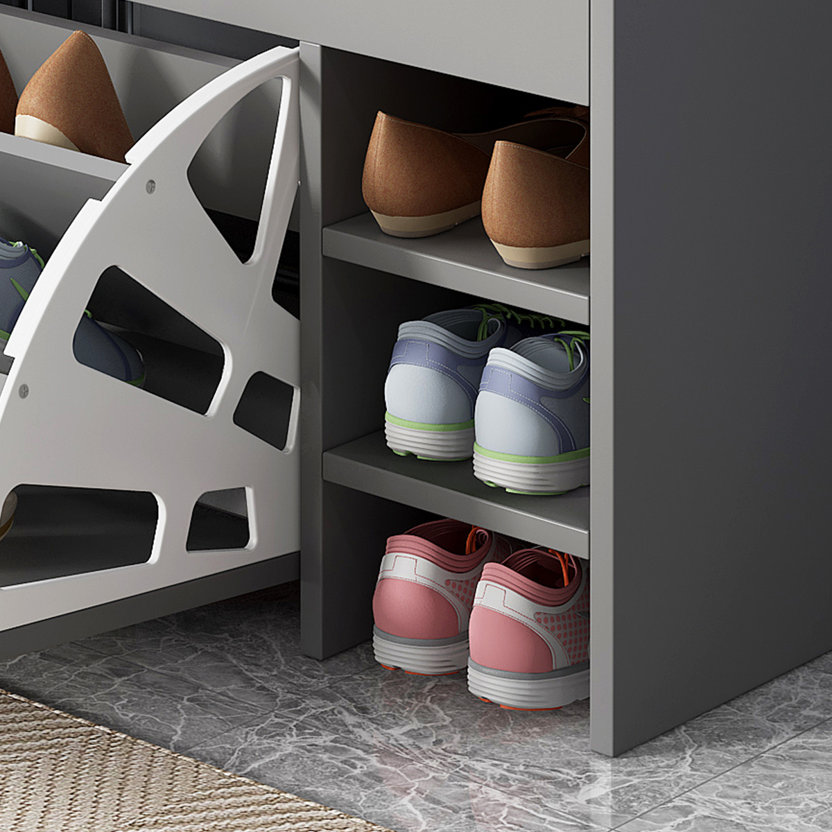 Quality assurance 3 layers shoe cabinet modern wooden shoe rack storage cabinet tipping cabinet shoe