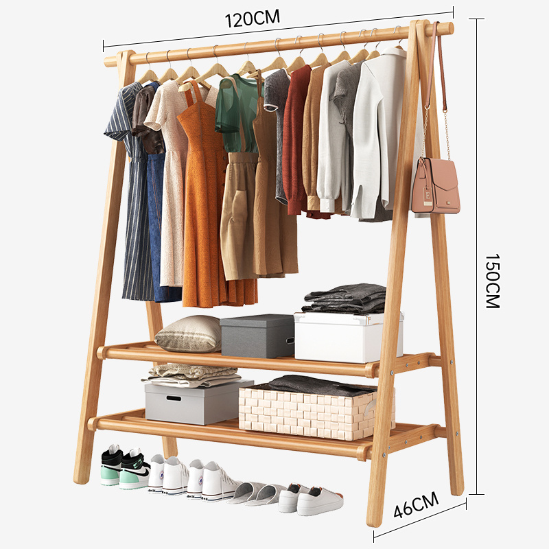 Multifunctional  Strong Load Capacity Freestanding Foldable Open wooden coat rack