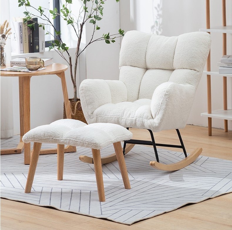 white individual rocking sofa chair living room chair sofa and footstool set modern furniture