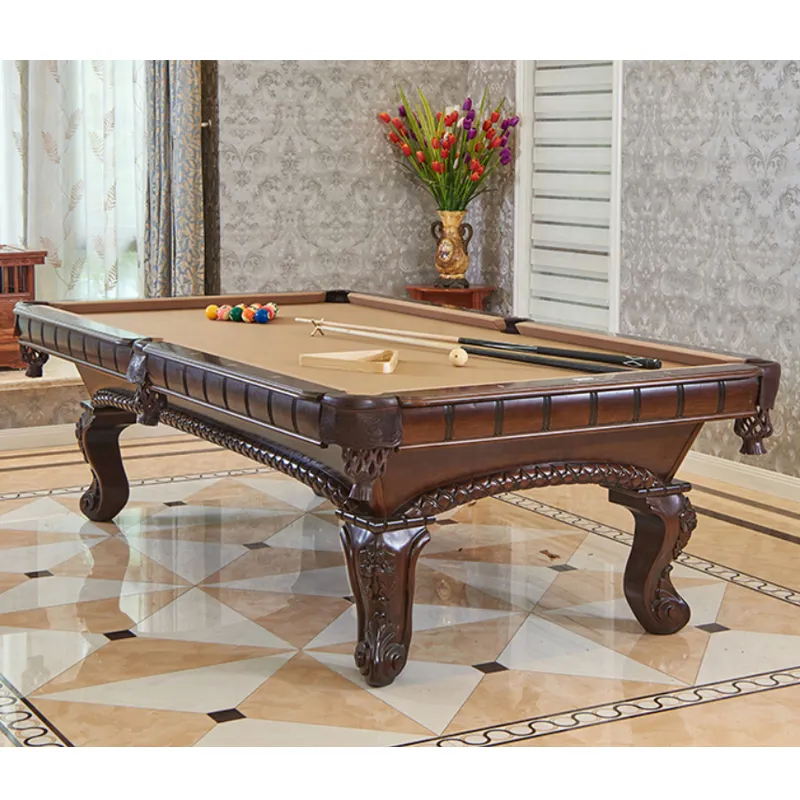 2024 Classic Antique Styles Indoor Game Play High Quality Full Size Carving Billiards Slate Solid Wood Custom Carved Pool Table