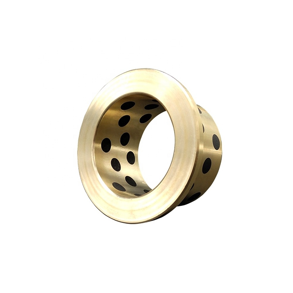 JFB 12mm Self Lubricating Oilless Copper Sleeve Round Flange Brass Bearing Inlaid Graphite Bushing