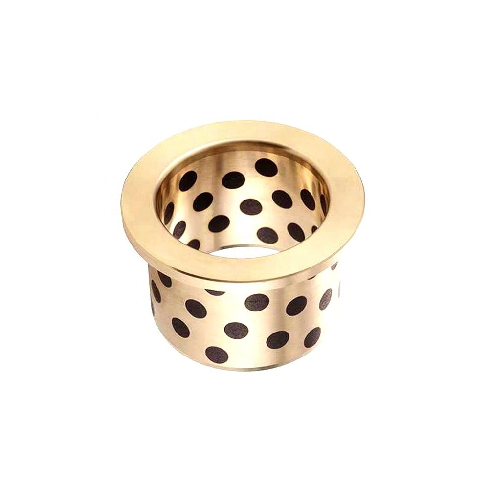 JFB 12mm Self Lubricating Oilless Copper Sleeve Round Flange Brass Bearing Inlaid Graphite Bushing