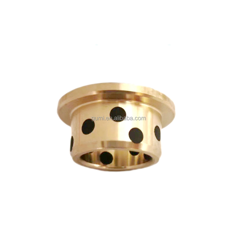 JFB 12mm Self Lubricating Oilless Copper Sleeve Round Flange Brass Bearing Inlaid Graphite Bushing