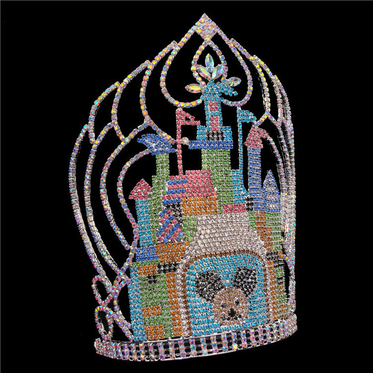 10 inch Castle Shape Pageant Crowns  Rhinestone Crown adjust Custom Tiara