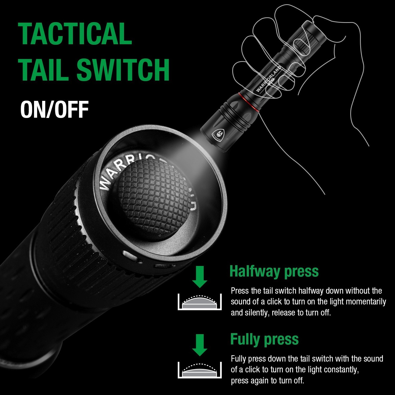 Warriorland Olight Light Tactical Flashlight Easy to Carry Light with Rechargeable Battery