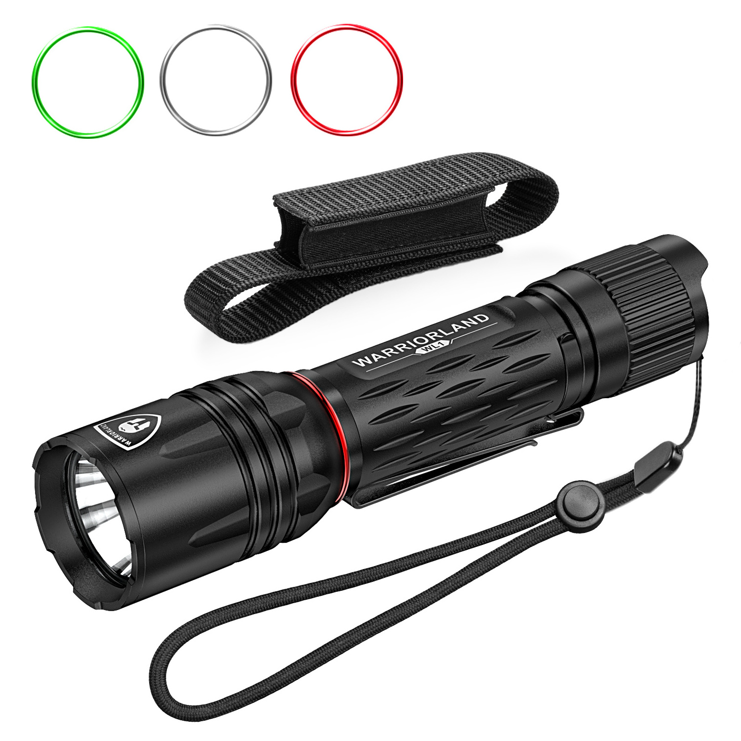 Warriorland 1600 Lumen IPX8 durable 473m rechargeable LED Tactical Flashlight