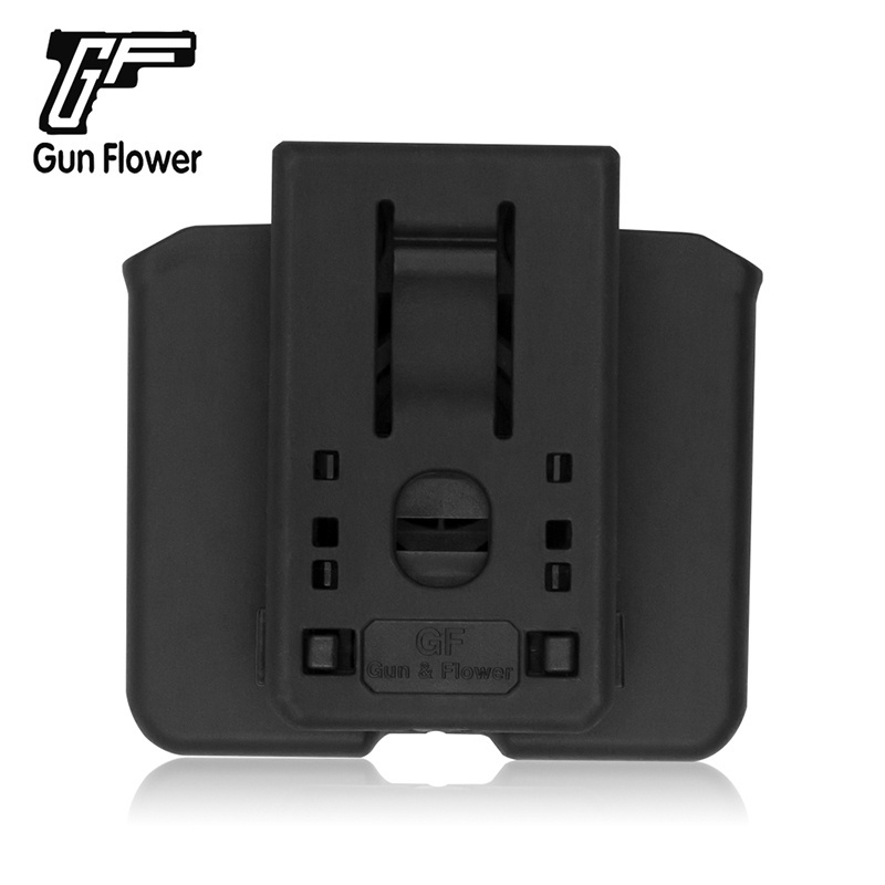 Gun&Flower Polymer Universal Double Mag Pouch fit 9mm/ .40  Stack Plastic Magazine Holder Case with Retention System inside