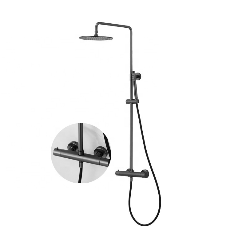 Adjustable Ceramic Cartridge Gunmetal Surface Wall Mounted Shower Set