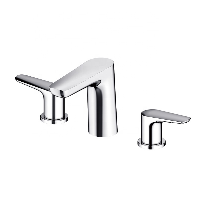 Separate spotted corrosion resistant brass polished chrome bathroom faucet with 2 handles