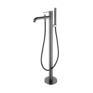 New design hotel project  brass floor standing bathtub faucet with hand shower