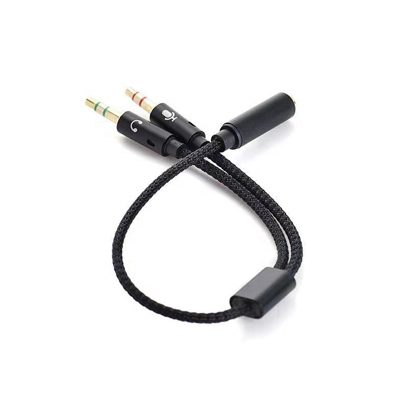 3.5mm Female Y Splitter 2 Jack 3.5mm Male Audio and Microfoon Headphone Mic Audio Adapter Cable for Computer Laptop Aux Cable