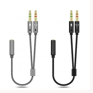 3.5mm Female Y Splitter 2 Jack 3.5mm Male Audio and Microfoon Headphone Mic Audio Adapter Cable for Computer Laptop Aux Cable