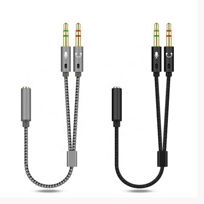 3.5mm Female Y Splitter 2 Jack 3.5mm Male Audio and Microfoon Headphone Mic Audio Adapter Cable for Computer Laptop Aux Cable