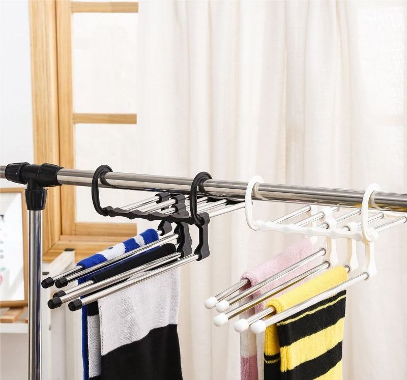 factory wholesale 5 tube folding 9 tube multifunctional pants rack hanger pants storage holders & racks space save hanger