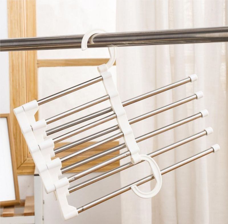 factory wholesale 5 tube folding 9 tube multifunctional pants rack hanger pants storage holders & racks space save hanger