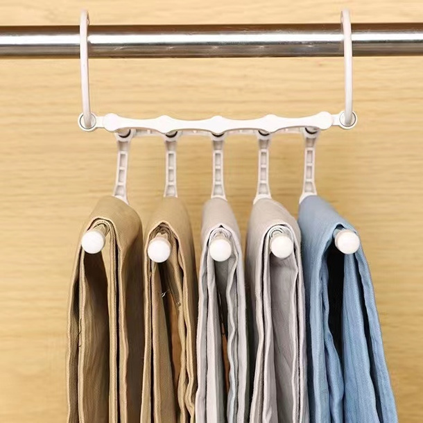 HOT Multi-Layer Jeans Tie Scarf Towel Clothes Closet Rack Metal Non Slip Trouser Hanger Space Saving Magic Pant Hanger