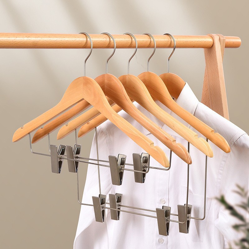 new design luxury custom cedar wood hanger non slip notched closet suit wooden hanger wood hangers with clips