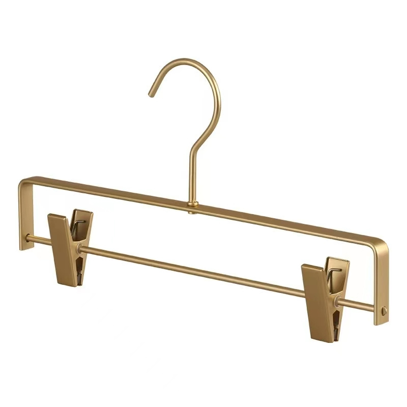 Hot sale online Classic modern fashion  hangers with clips deluxe gold outlet hangers metal for pants hangers