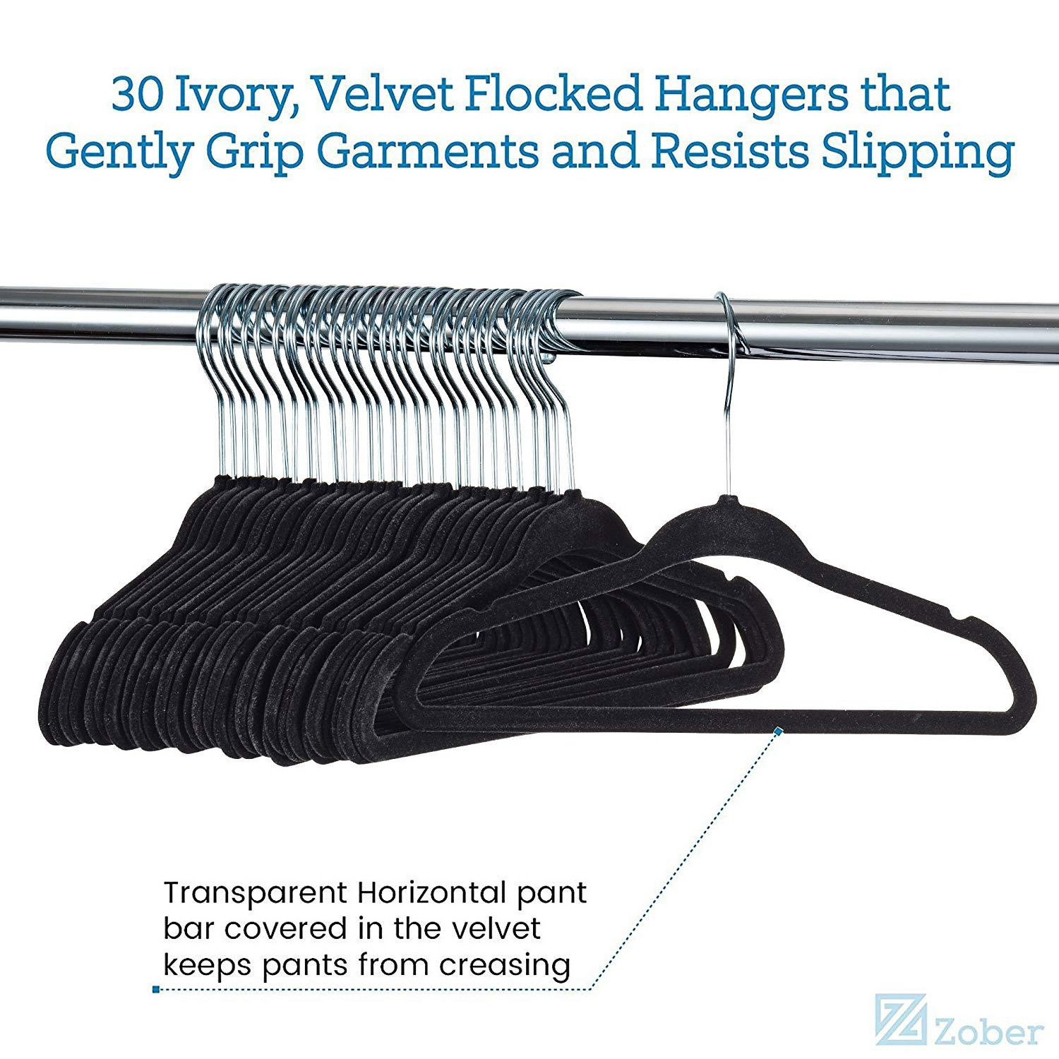 Velvet Hangers 50 Pack Space Save Non-slip Padded Hangers Hook Flocked White And Black Velvet Clothes Hanger