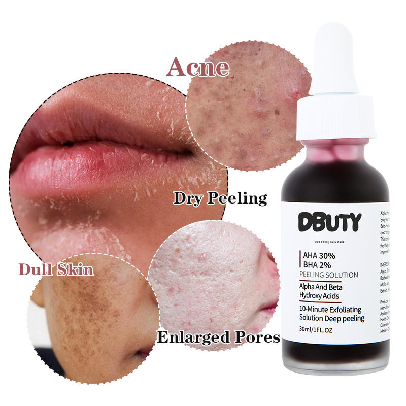 DBUTY Salicylic Acid 2% Solution AHA 30% + BHA 2% Essence For Face Peel Solution Facial Acne Treatment Serum Exfoliating Serum