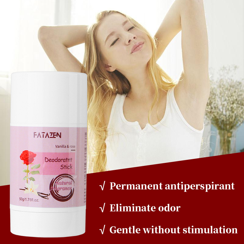 FATAZEN Vanilla & Rose Armpit Deodorant Stick For Women Natural Fragrance Prevent Sweat Antiperspirant Odor Balm Deodorant Stick