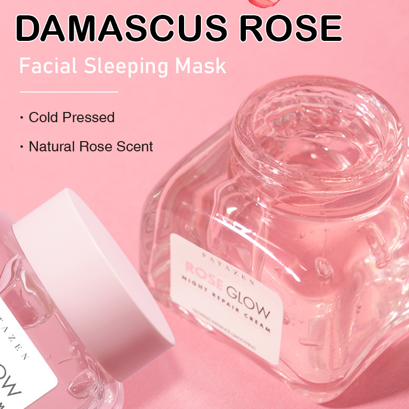 FATAZEN Wholesale 100% Natural Rose Jelly Clay Gel Mud Face Mask Collagen Anti-Aging Skin Whitening Pink Facial Sleeping Mask