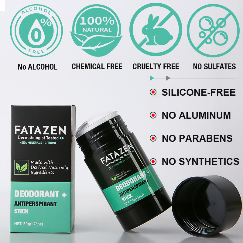 FATAZEN Dermatologist tested Deodorant Antiperspirant Stick Natural Sea Mineral Citron Fragrance Sweat Odor Balm OEM Deodorant