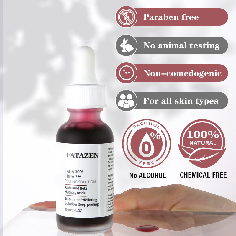 FATAZEN Salicylic Acid 2% Solution AHA 30% + BHA 2% Peel Solution Facial Acne Treatment Serum Essence For Face Exfoliating Serum