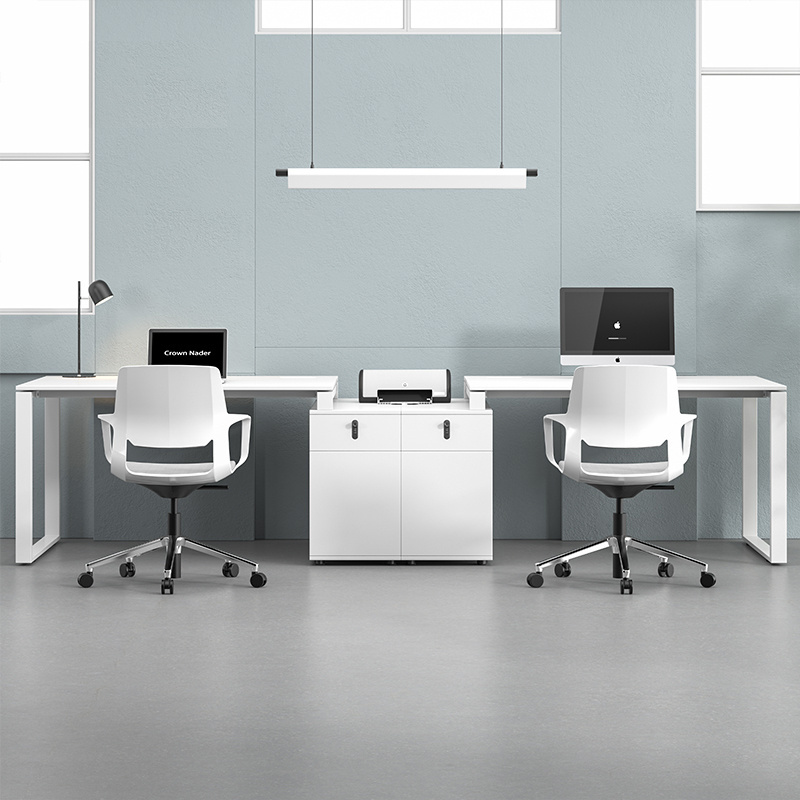 White Color Single Desk With Drawer 1200mm Office Study Home Office Work Linear Shape Office Cubicle Workstation Partition