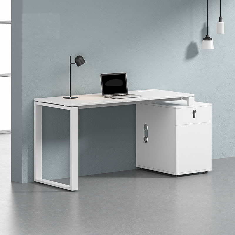 White Color Single Desk With Drawer 1200mm Office Study Home Office Work Linear Shape Office Cubicle Workstation Partition