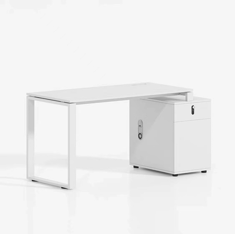 White Color Single Desk With Drawer 1200mm Office Study Home Office Work Linear Shape Office Cubicle Workstation Partition