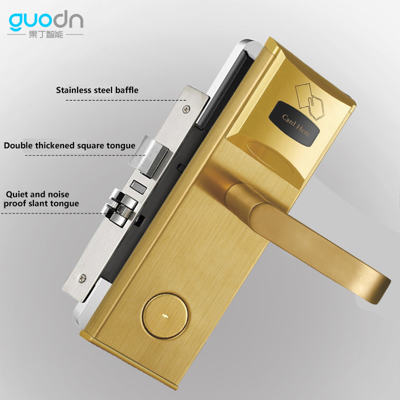 Smart Hotel Card Swiping Door Lock Mechanical Key Unlocking With Door Lock Management System Hotel Smart Door Lock