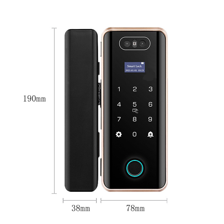 Fingerprint Smart Tuya App Digital Small Glass Sliding Door Lock Card Intelligent Keyless Door Lock