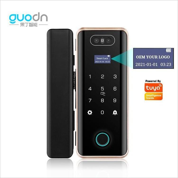 Fingerprint Smart Tuya App Digital Small Glass Sliding Door Lock Card Intelligent Keyless Door Lock