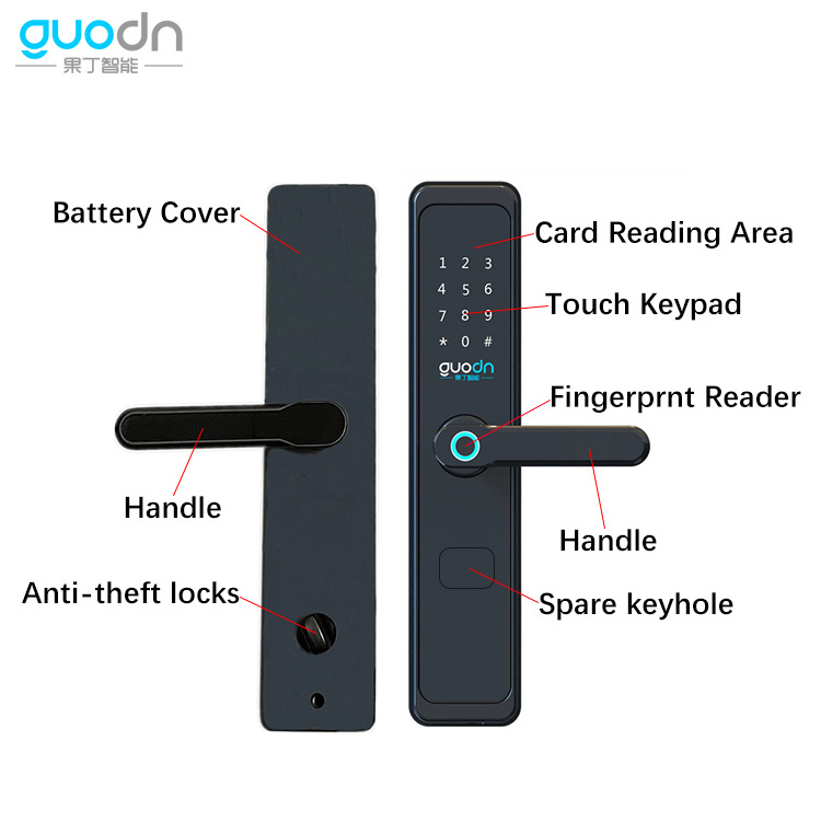 Smart Digital Electronic Security Door LORA Lock With Biometric Smart Fingerprint NB-IOT Locks Handles Key Card Smart Door Locks