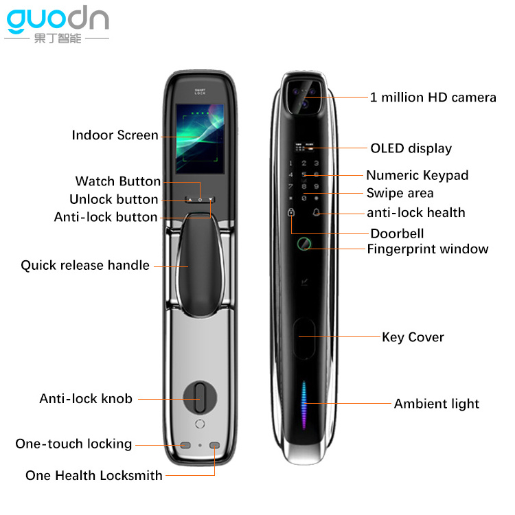 Fingerprint Door Lock With Camera Tuya 3D Face Recognition Automatic Door Lock