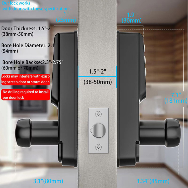 popular Alloy Biometric Lock ttlock App smart Door Lock Word Fingerprint Door Lock