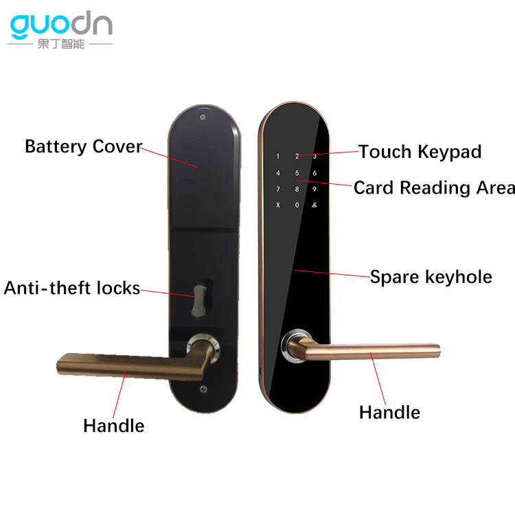 Aluminium stainless steel golden Customize apartment Smart Lock Door Card Reader Key Intelligent Hotel Deadbolt Door Lock