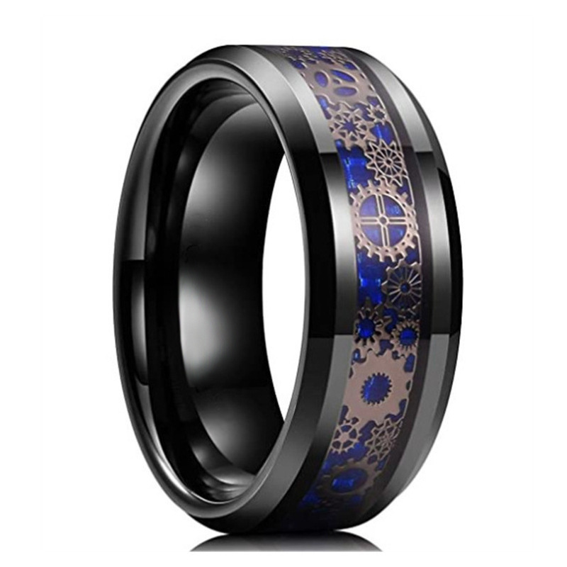 Creative Fashion Silver/black Tungsten Rings For Men Women Steampunk Gear Wheel Stainless Steel Ring Hot Sale