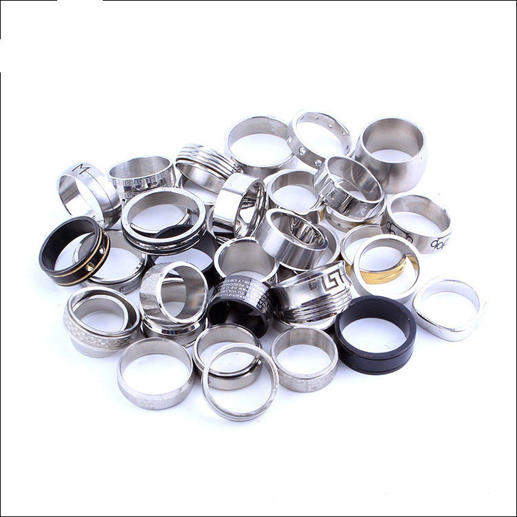 Wholesale Cheap Wide Chunky Stainless Steel Women Men Finger Designer Ring Gold Silver No Fade Titanium Steel Ring