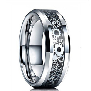 Creative Fashion Silver/black Tungsten Rings For Men Women Steampunk Gear Wheel Stainless Steel Ring Hot Sale