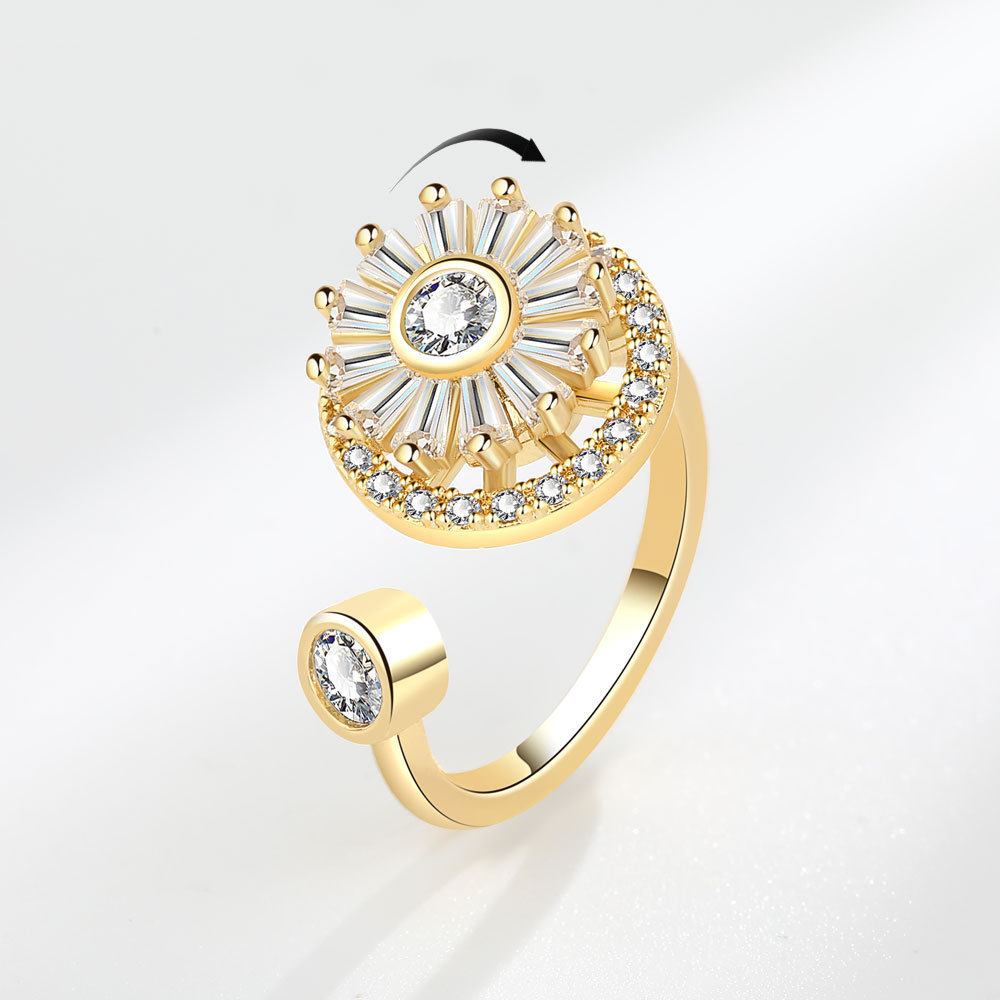 Rotating Finger Ring Light Luxury Niche Personality Fashion Senior Sense Opening Lucky Decompression Ring