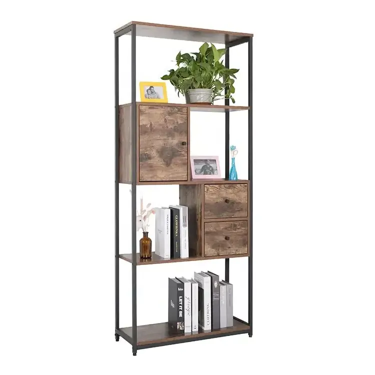 Living Room Furniture bookcases wholesale Multi-level wooden storage rack steel combined  bookcases