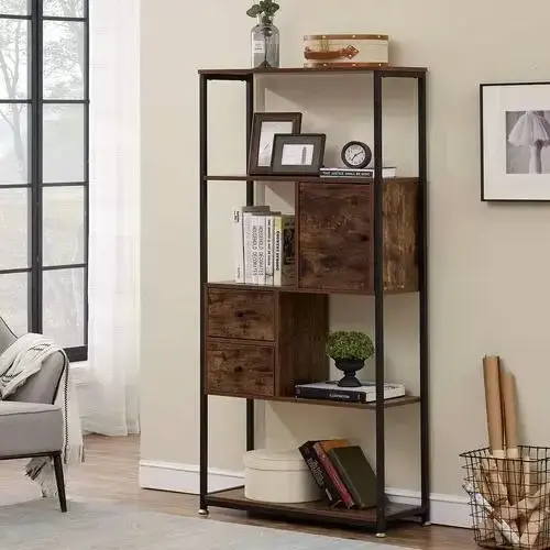 Living Room Furniture bookcases wholesale Multi-level wooden storage rack steel combined  bookcases